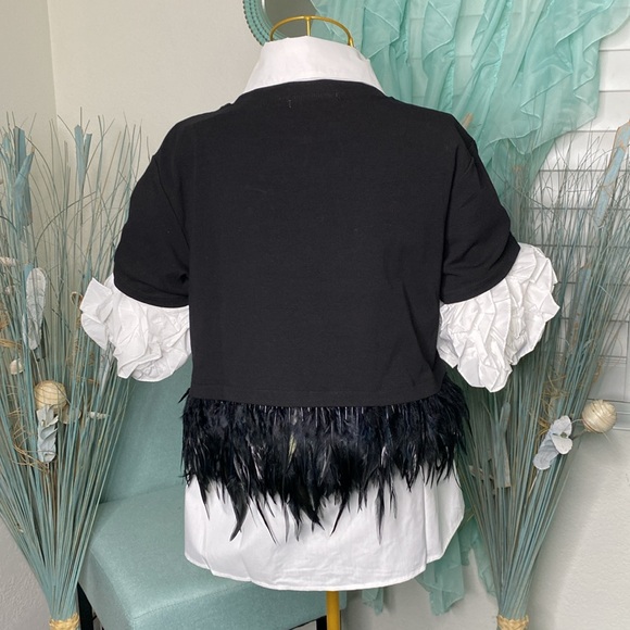 Feathered Embellished Crop Top - Picture 5 of 5